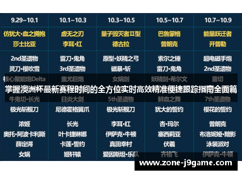 掌握澳洲杯最新赛程时间的全方位实时高效精准便捷跟踪指南全面篇